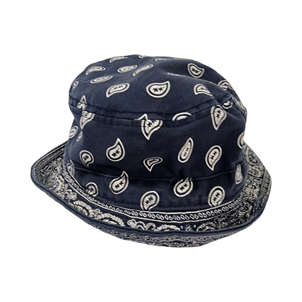 KBETHOS y2k Navy‎ Blue Paisley Bandana Print Cotton Bucket Hat One Size